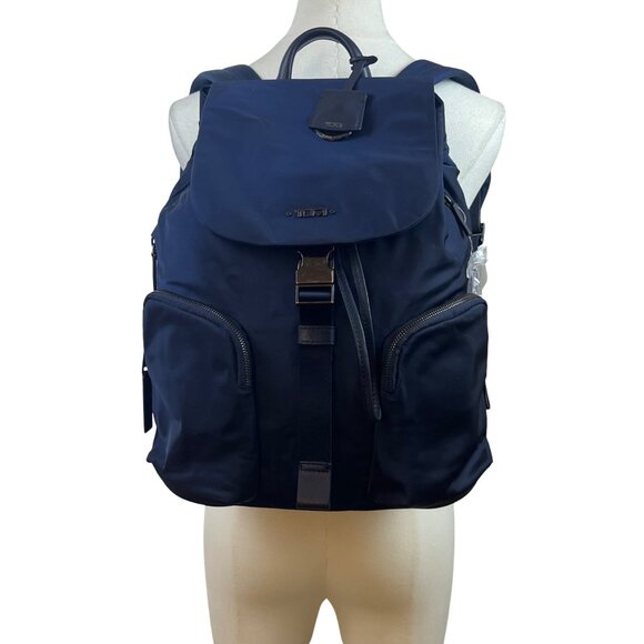 Tumi Women’s Navy Nylon With Multiple Pockets Versatile Stylish Design Backpack - Picture 9 of 15